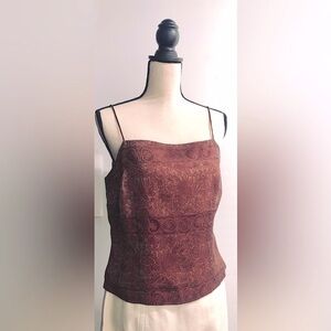 Like New Elegant Burgundy & Silver-Designed Spaghetti-strap Camisole-Blouse